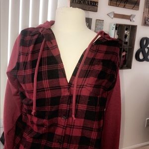 Brand new Plaid flannel with hoodie! Tags still on
